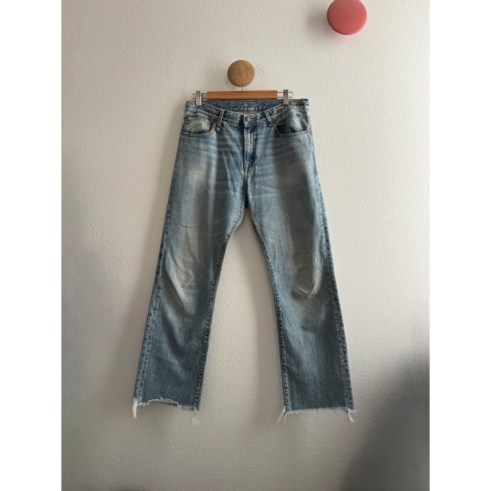 R13 Boy Straight Jeans Denim Raw Hem Made in Italy Size 29 *Flaw*